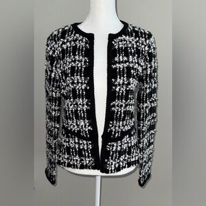 Liz Claiborne Black and White Textured Winter Knit Jacket/Blazer